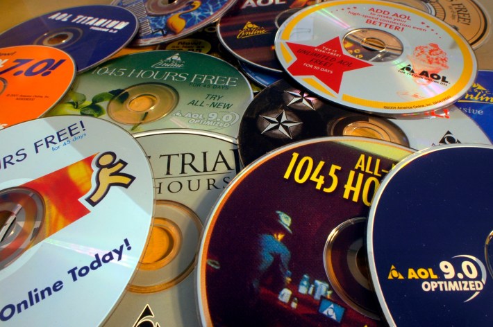 A collection of several years worth of AOL cd-roms