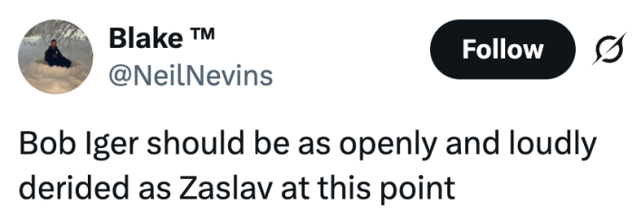 Bob Iger should be as openly and loudly derided as Zaslav at this point