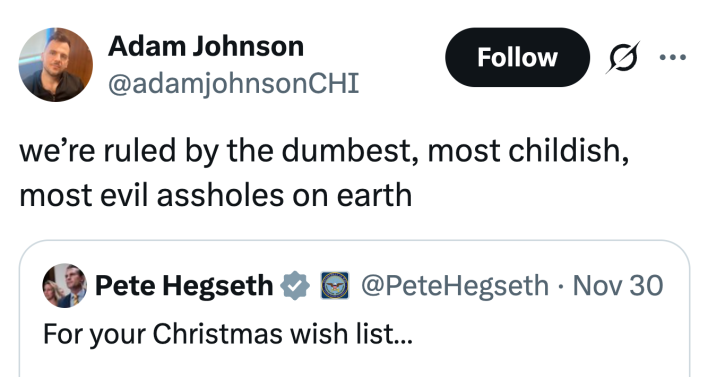 we’re ruled by the dumbest, most childish, most evil assholes on earth