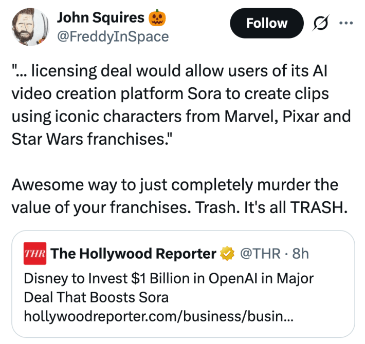 Awesome way to just completely murder the value of your franchises. Trash. It's all TRASH.