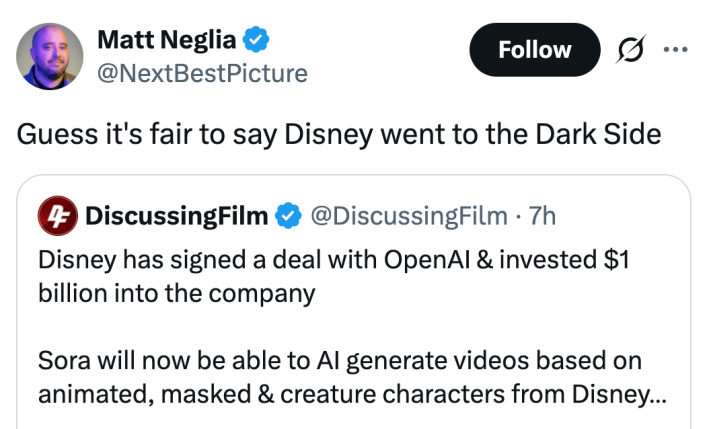 Guess it's fair to say Disney went to the Dark Side