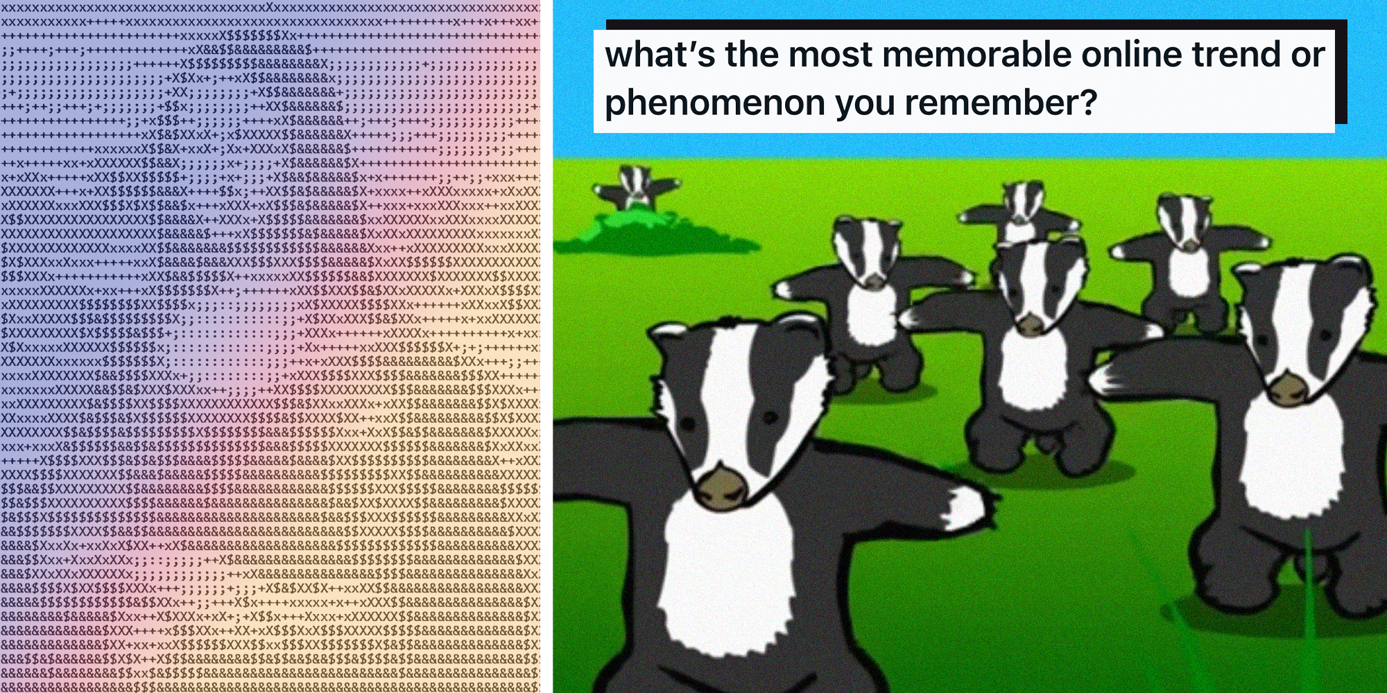 early internet phenomenons ascii art badger badger