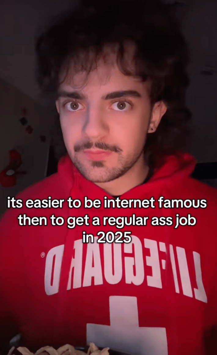 @monkeyz/TikTok 'its easier to be internet famous than get a regular job in 2025'