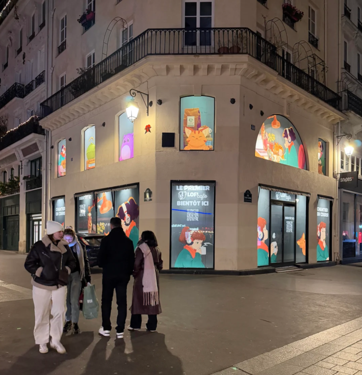 people standing outside building