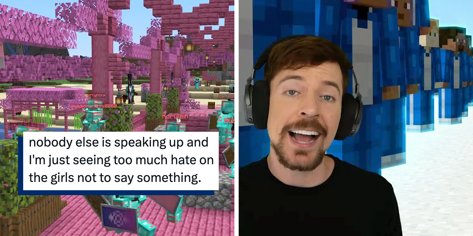 mrbeast boys vs girls minecraft competition controversy