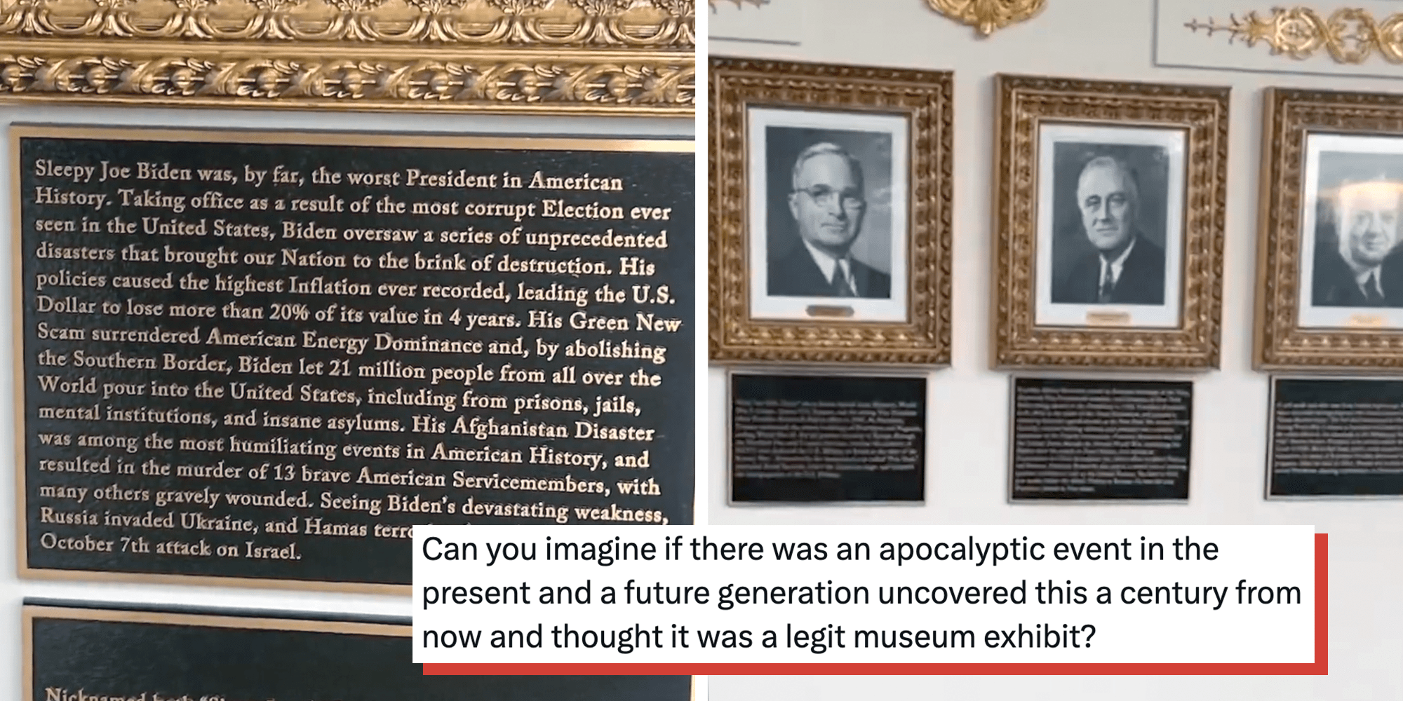 president hall of plaques long rambling joe biden trump