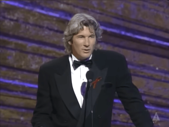 Richard Gere in a tux announcing at the Oscars in 1993.