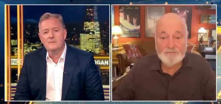 Still from an interview Rob Reiner did with Piers Morgan after Charlie Kirk's murder.
