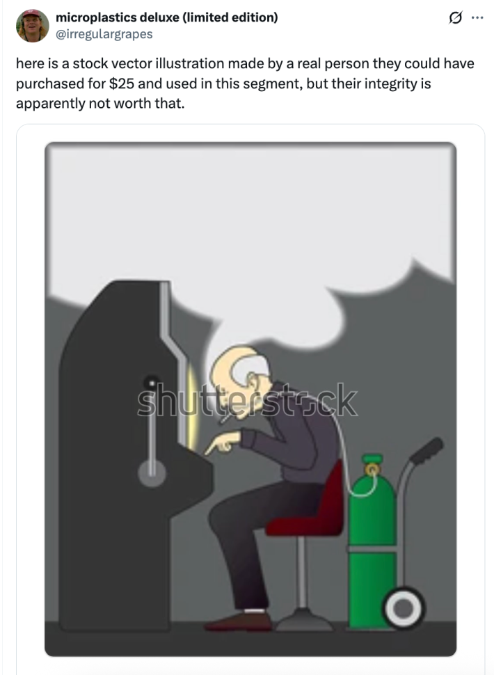 here is a stock vector illustration made by a real person they could have purchased for $25 and used in this segment, but their integrity is apparently not worth that.