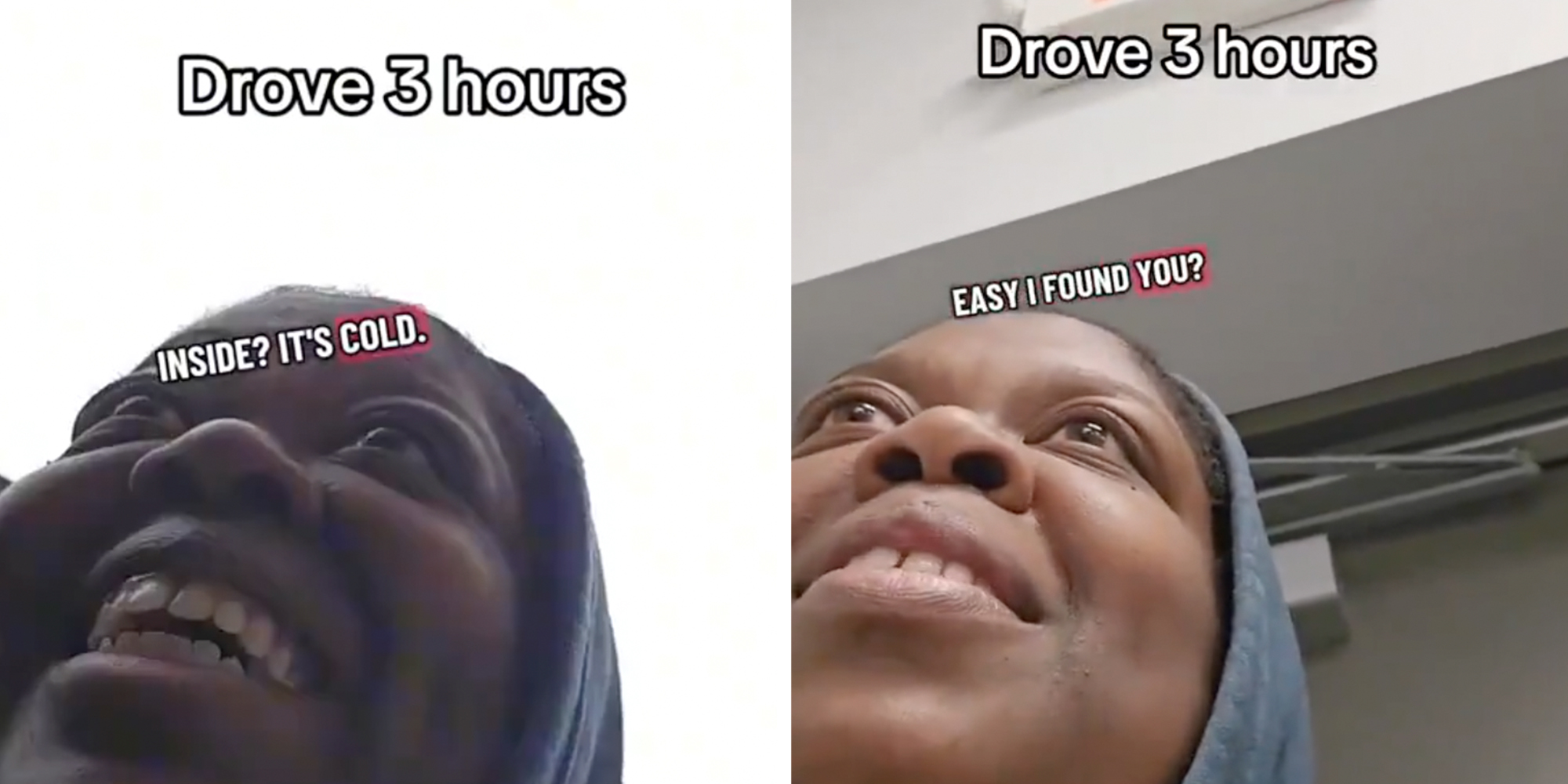 Woman confronting a troll who left a racist comment, text overlay reads "Drove 3 hours."