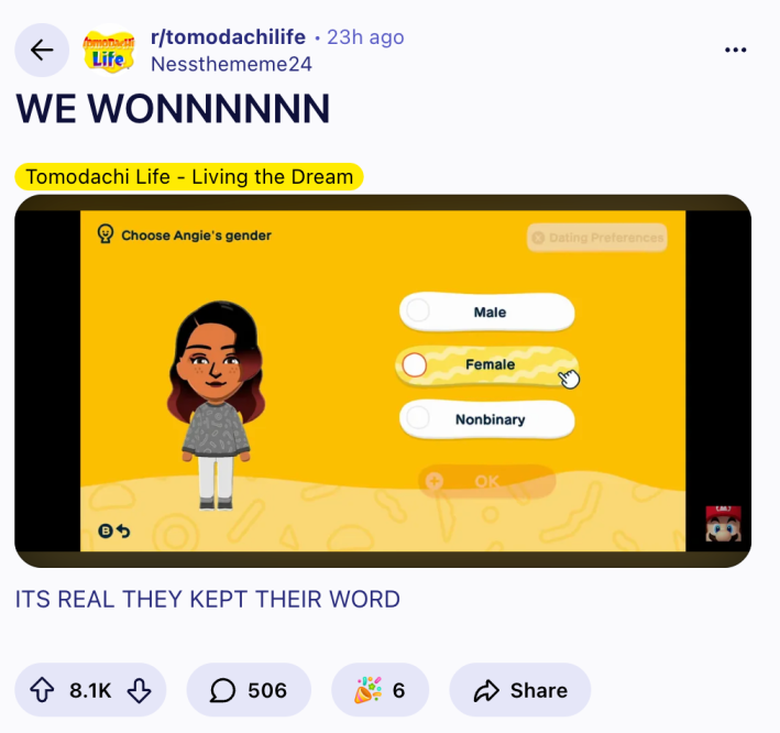 redditor posting "ITS REAL THEY KEPT THEIR WORD"