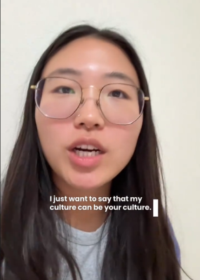 TikTok video of a woman saying "I just want to say that my culture can be your culture."