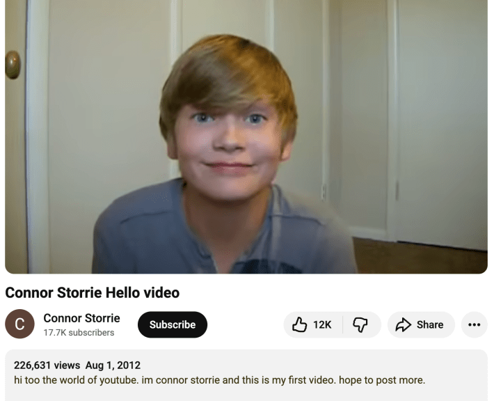 connor storrie smiles at the camera at 12 years old