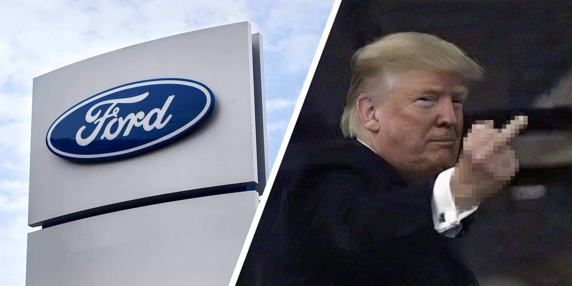 donald trump middle finger to ford worker