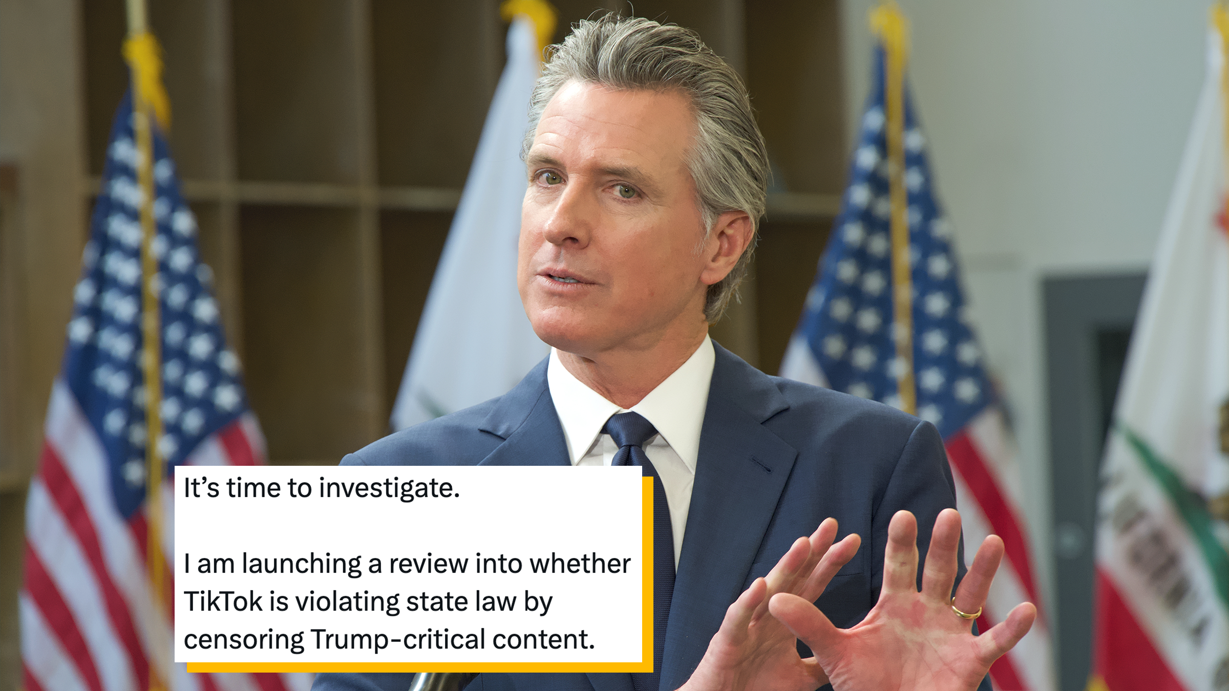 gavin newsom tiktok censoring investigation