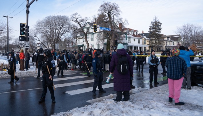 Law enforcement on site after the death of Renee Good, shot by an ICE agent in Minneapolis, Minnesota