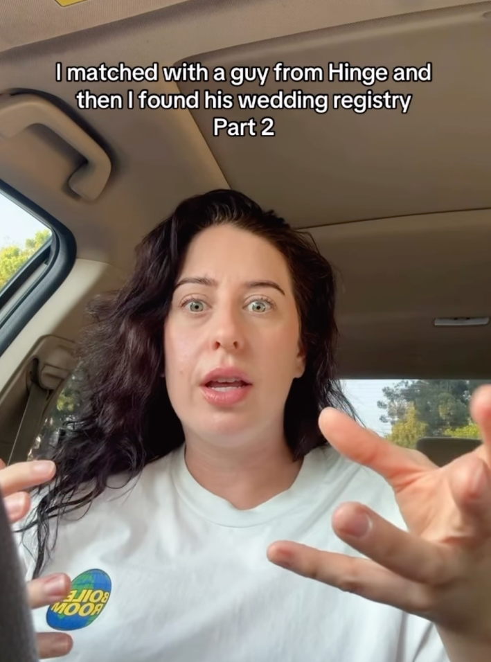 @thedoglord/Instagram "I matched with a guy from Hinge and then I found his wedding registry Part 2"