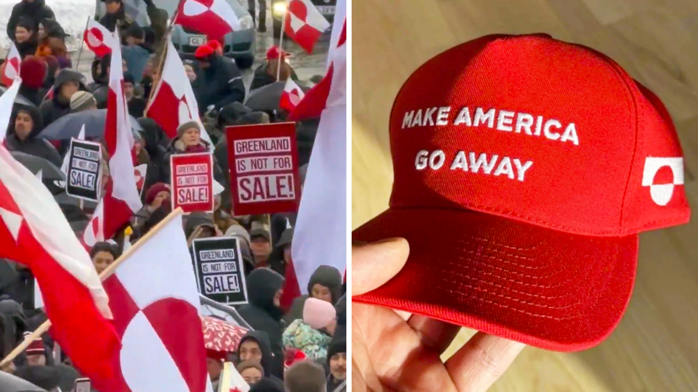 make america go away greenland hats