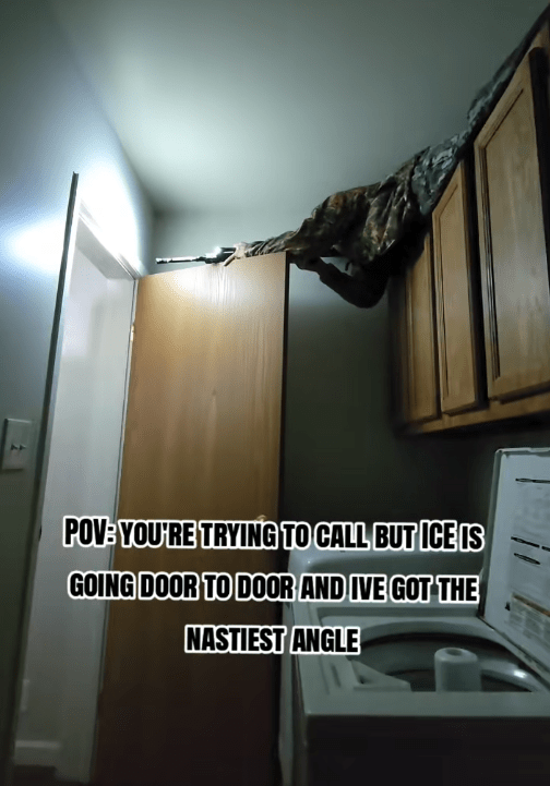 Nastiest angle TikTok video showing someone posted in their laundry room with a gun.