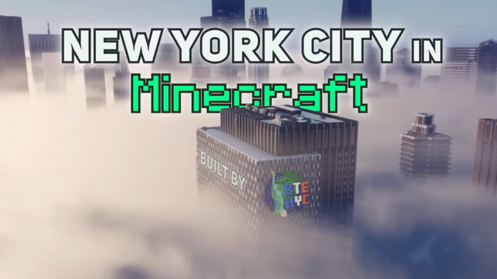 Minecraft map of New York City from above