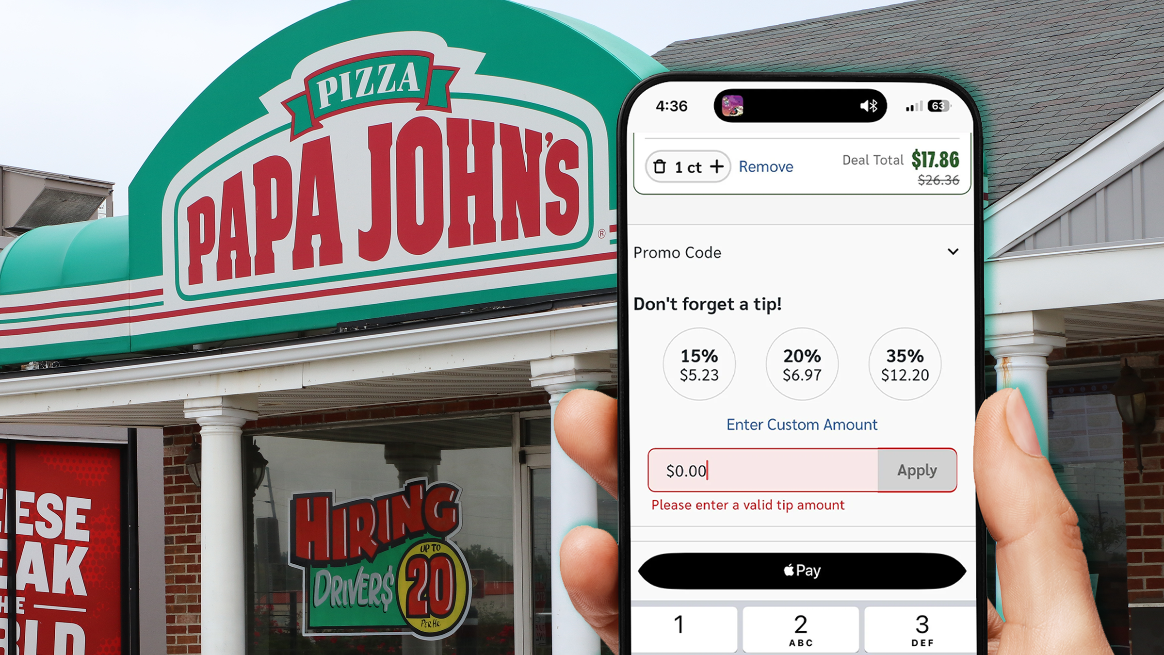 papa johns forced tip on carryout mobile order