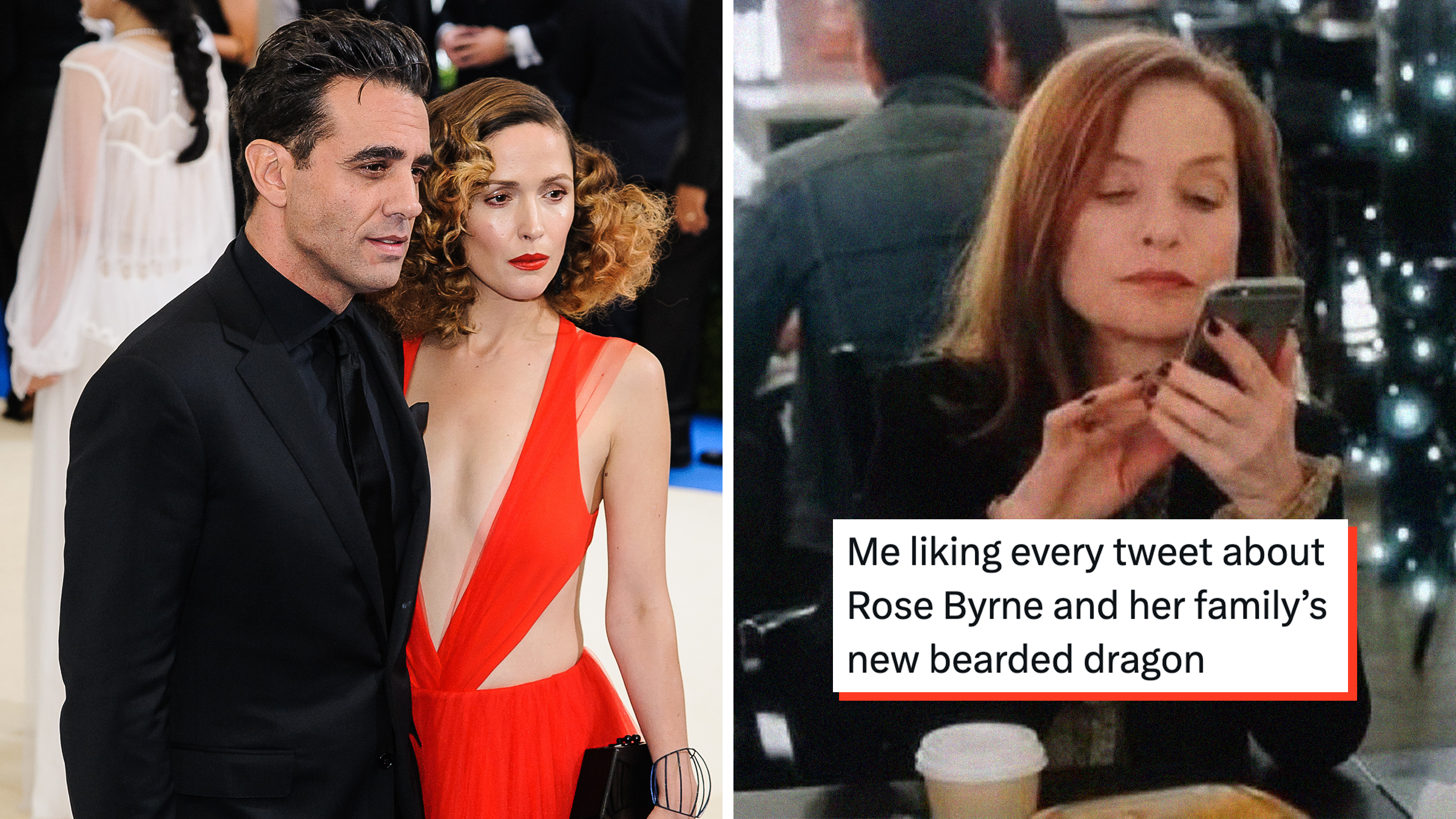 rose byrne and bobby cannavale on a red carpet