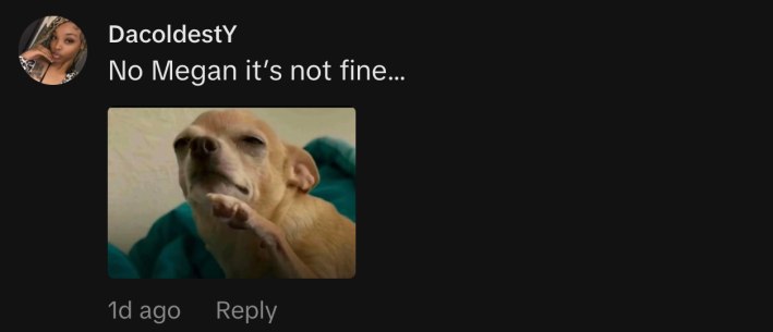 “No Megan it’s not fine…”