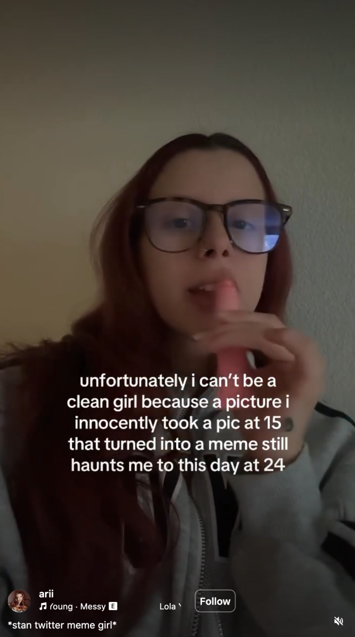 A lip-synch video of the influencer Arii commenting on her virality