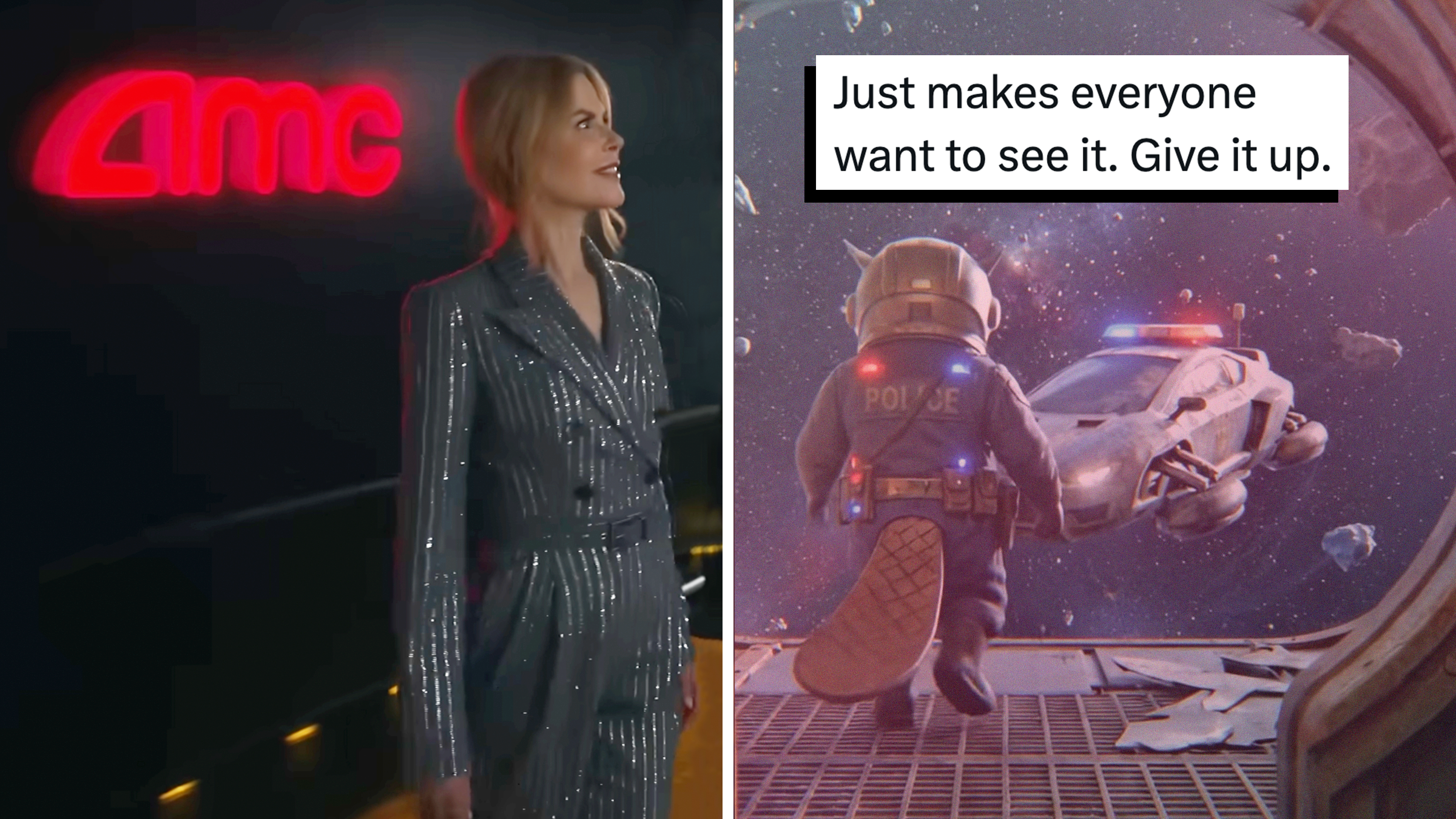 nicole kidman's amc ad vs a still of thanksgiving day