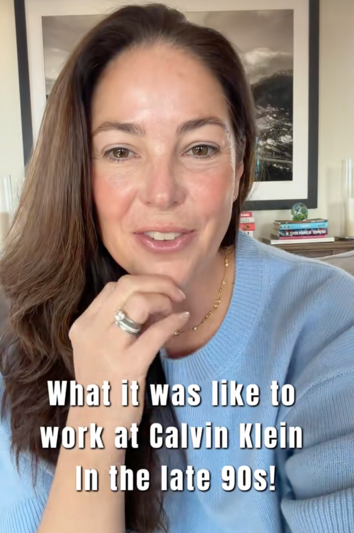 @kmendelsohn/TikTok, "What it was like to work at Calvin Klein in the late 90s!"