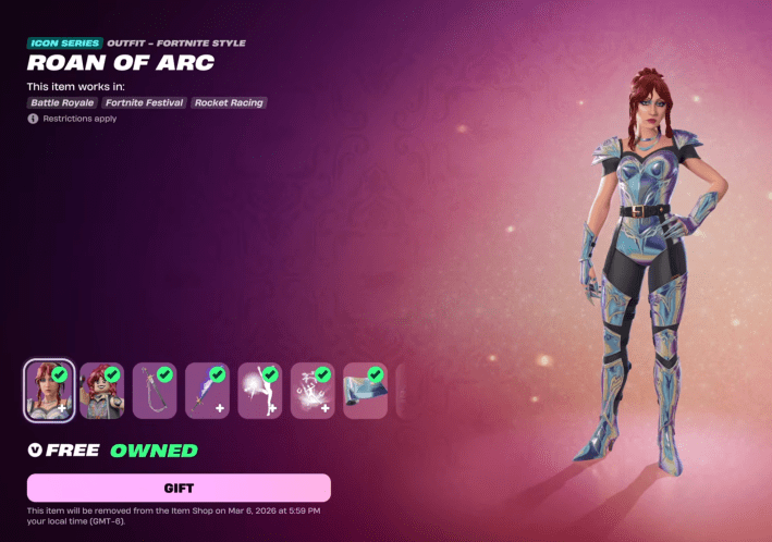 chappell roan NPC with the title "Roan of Arc"