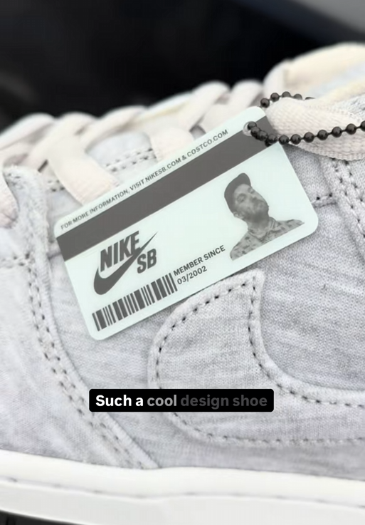 TikTok video showing a pair of the Kirkland Signature x Nike SB Dunk Low Pro QS.