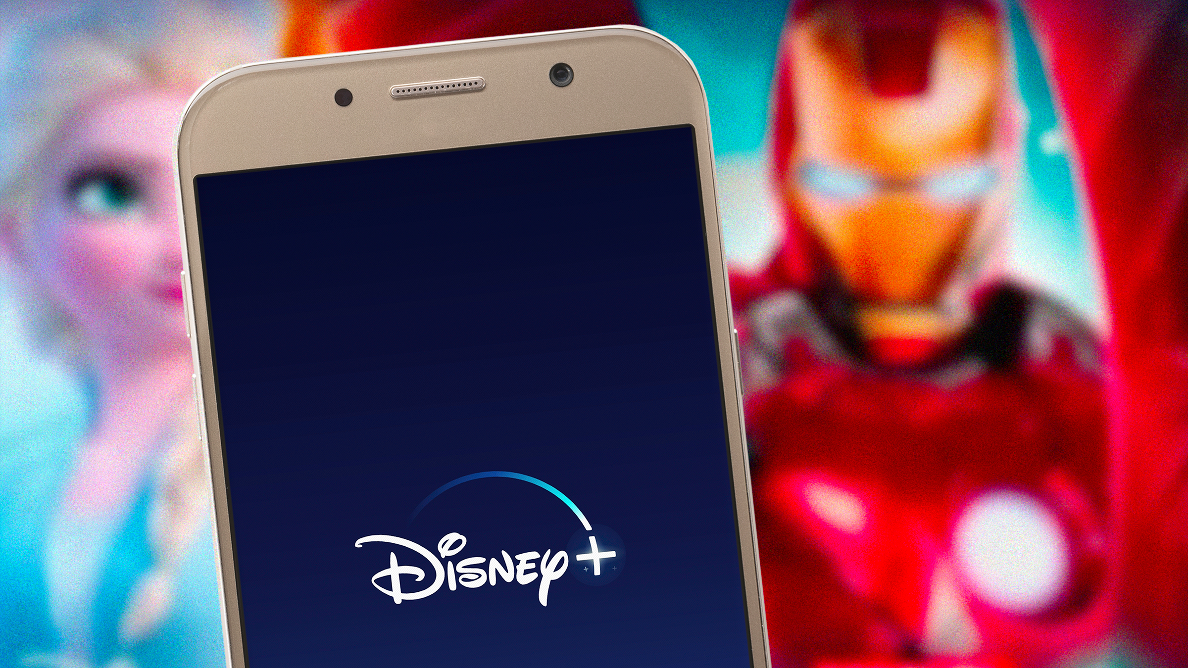 a phone with disney plus logo on the screen
