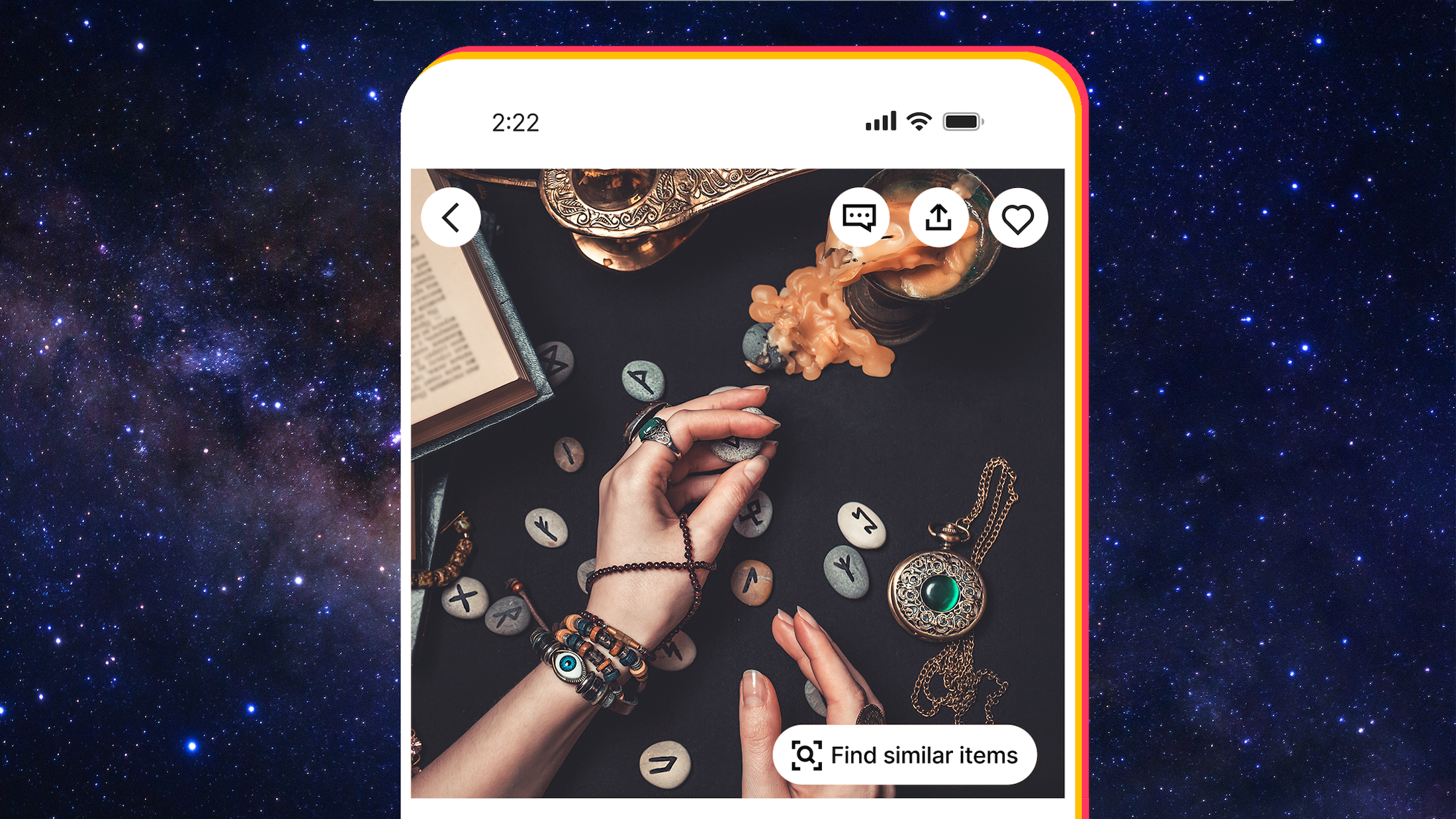 a phone screen with etsy open and witchy items shown