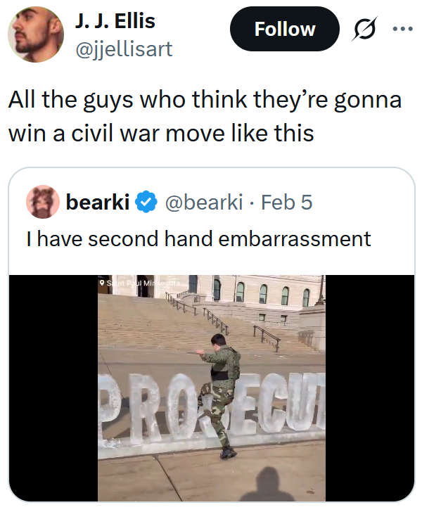 Tweet reading "All the guys who think they’re gonna win a civil war move like this"