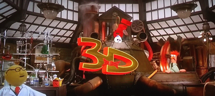 3D animal in a lab in MuppetVision 3D