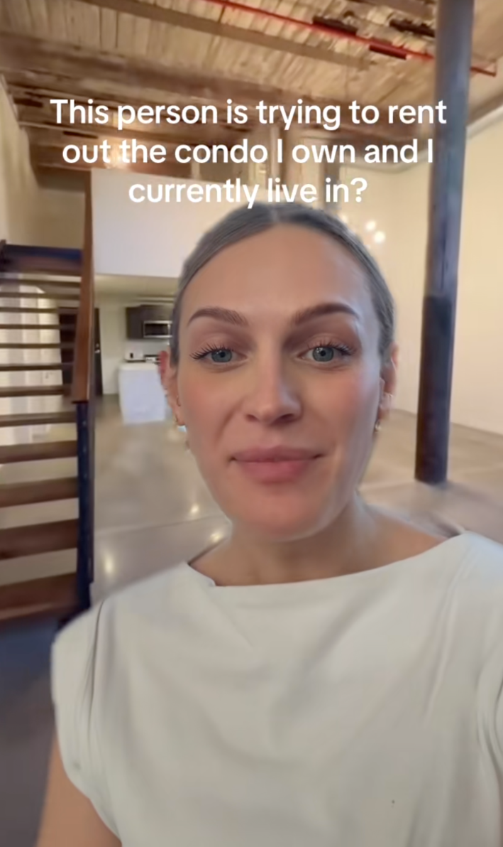 @madisonohora/TikTok “This person is trying to rent out the condo I own and currently live in?” empty apartment from before she lived there