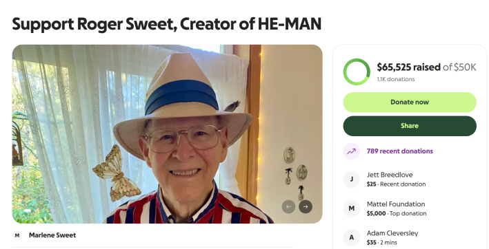 Screenshot of Roger Sweet's GoFundMe page.