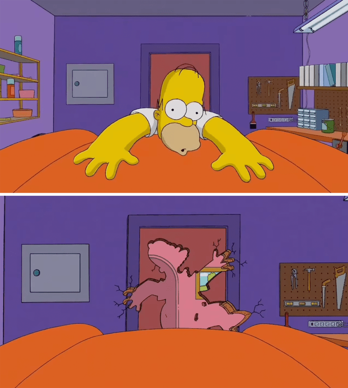 simpsons couch gag homer hit by marges car