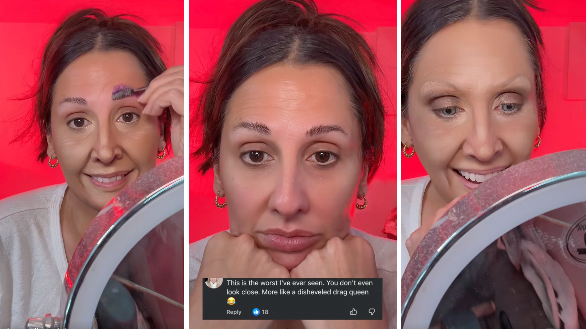 makeup artist Tasha Caroline transforming into an older woman