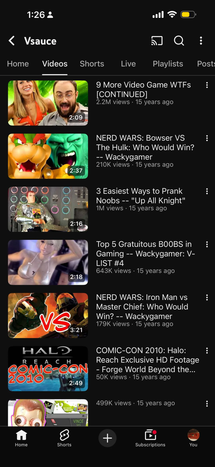 Screenshot of cringy YouTube video titles from 15 years ago.