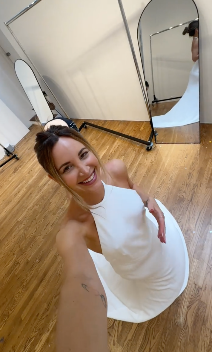 a woman in a wedding dress