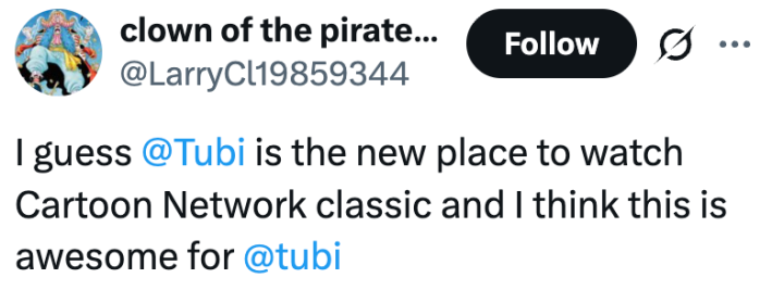 I guess @Tubi is the new place to watch Cartoon Network classic and I think this is awesome for @tubi
