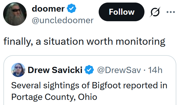 Tweet reading "finally, a situation worth monitoring"