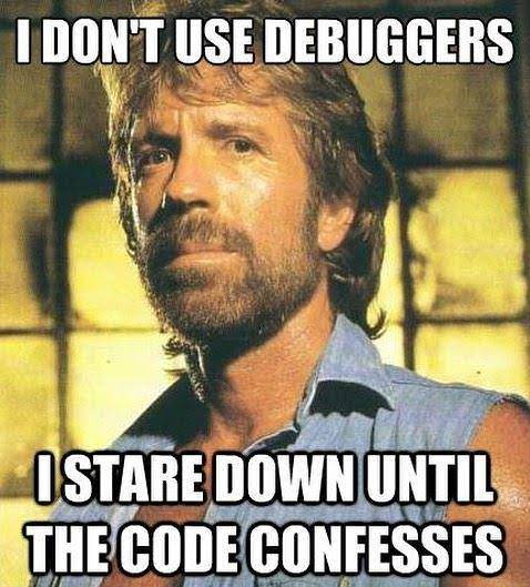 Meme de Chuck Norris sobre depuradores.