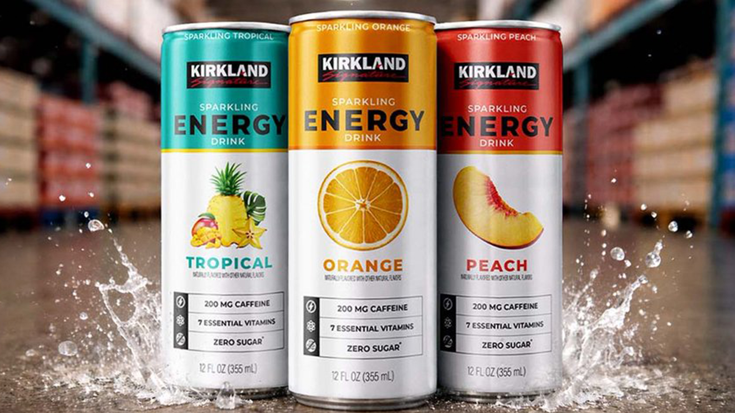 Costco's new Kirkland energy drinks in three flavors.