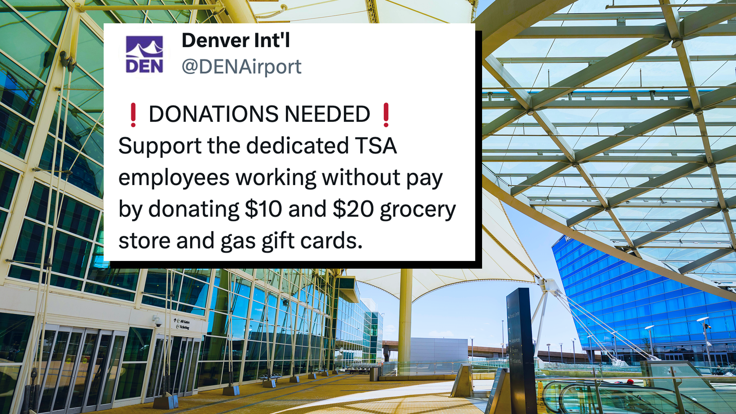 denver international airport asks for donations