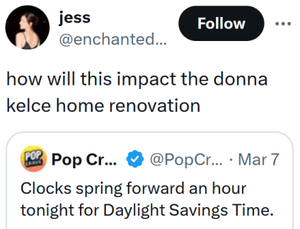 Leitura de tweets "como isso afetará a reforma da casa de Donna Kelce"