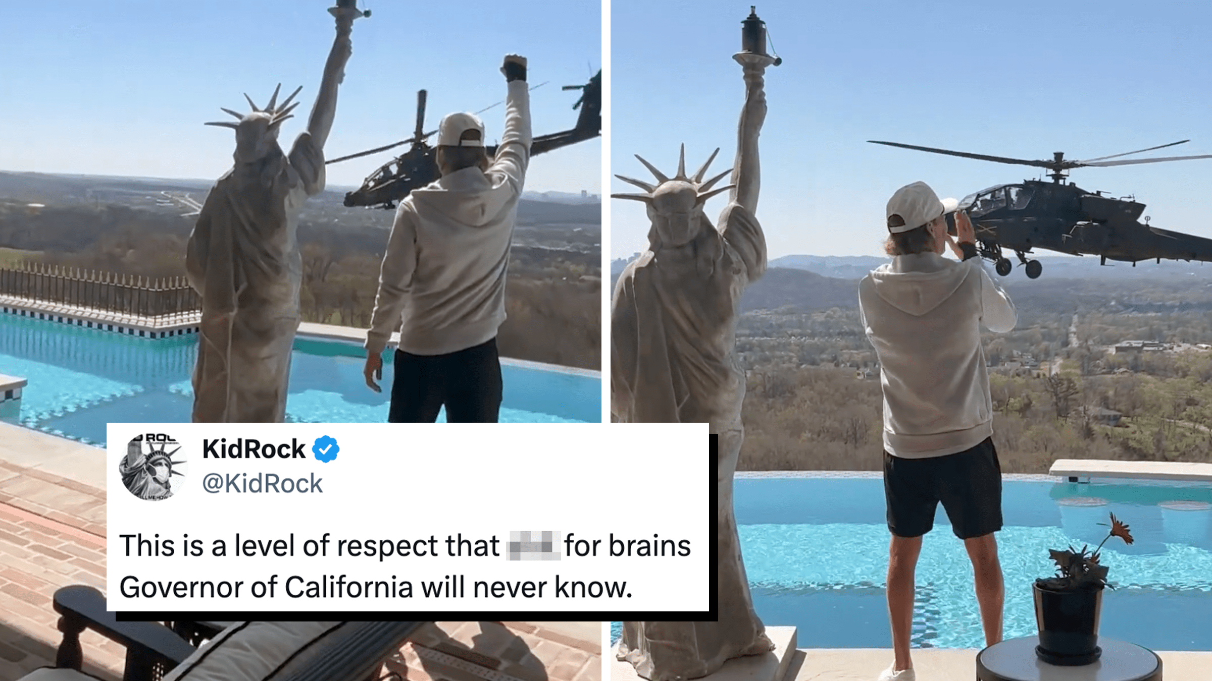 kid rock army helicopter flyover