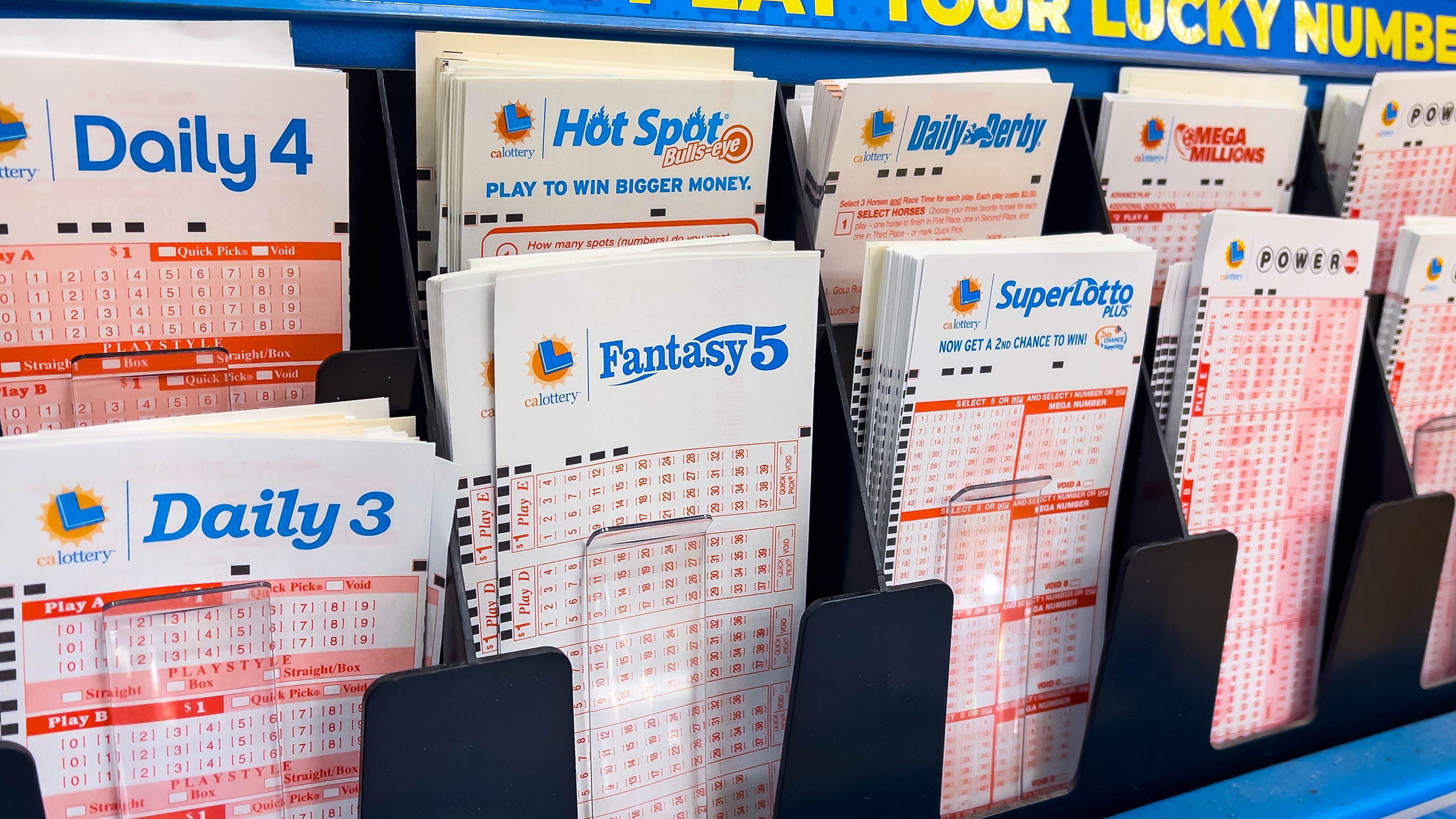 Lottery tickets inside a grocery store.